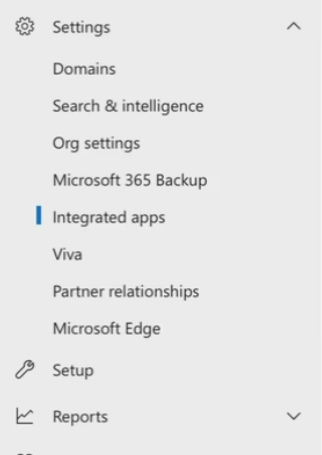 Microsoft 365 admin center: Integrated apps